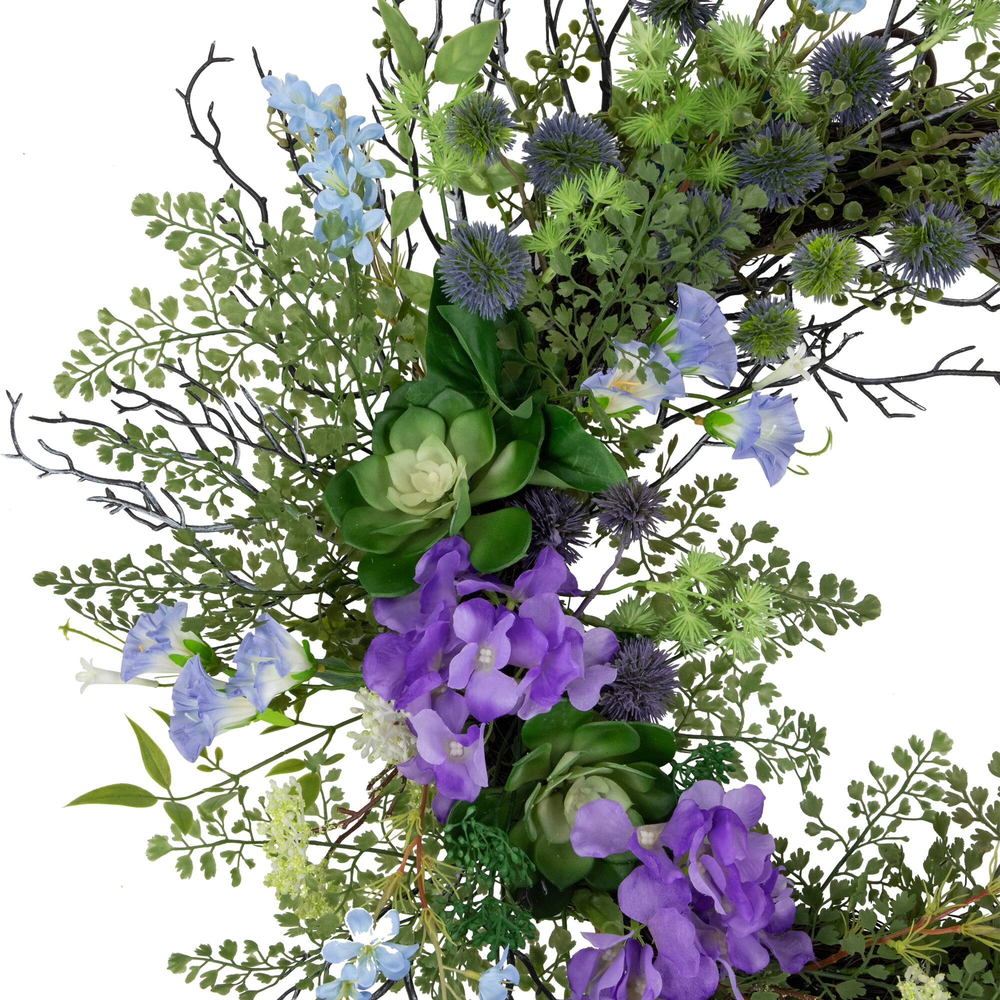 24" Mixed Wild Flowers & Twig Wreath